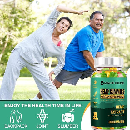 Hemp Gummies 1 Pack for Sleep Stress Anxiety Balance,Relaxes Body & Mind,Natural Edible Gummies with Omega 3-6-9 and Vitamin C,High Potency Organic Hemp Extract-80 Count