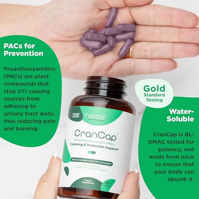 Cranberry Pills - Urinary Tract Health Cranberry Supplement - 36mg of Potent PACs - Non GMO, Vegan, Gluten Free - by Heale - 90 Capsules