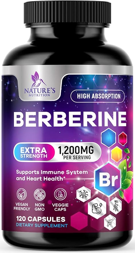 Premium Berberine HCL 1200mg Supplement - Berberine HCI Capsules High Absorption Supplement for Heart Health & Immune Support, High Strength, Gluten-Free, Vegan, Non-GMO Pills - 120 Veggie Capsules