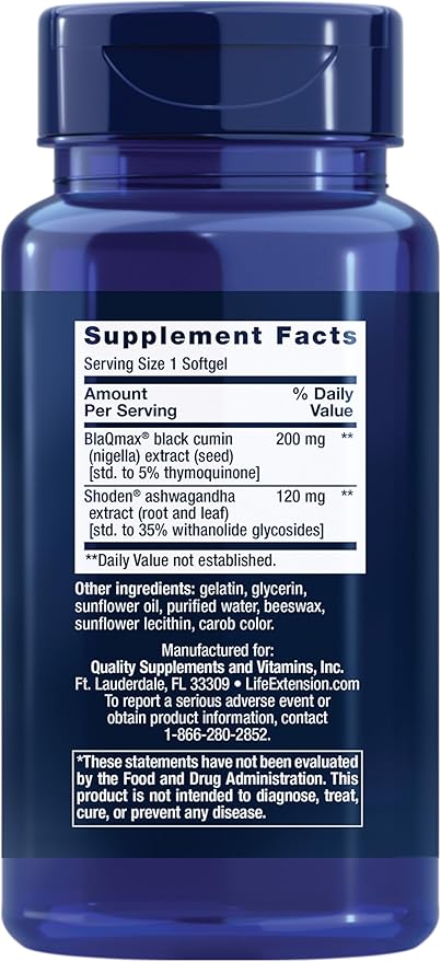 Life Extension Serene Sleep – Ashwagandha, Black Cumin – Sleep Supplement, Calm, Relaxation, Sleep Support Without Melatonin – Once-Daily, Gluten-Free, Non-GMO – 30 Softgels