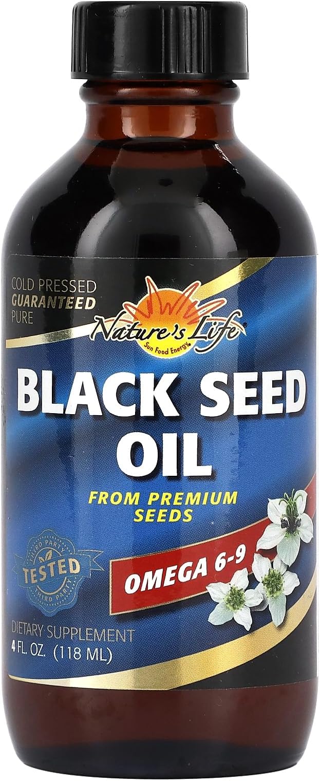 Natures Life Black Seed Oil, Cold-Pressed Black Cumin Seed Oil - Joint, Digestive Health, and Immune Support - Lab Verified, 60-Day Money-Back Guarantee - 23 Servings, 4 Fl. Oz.