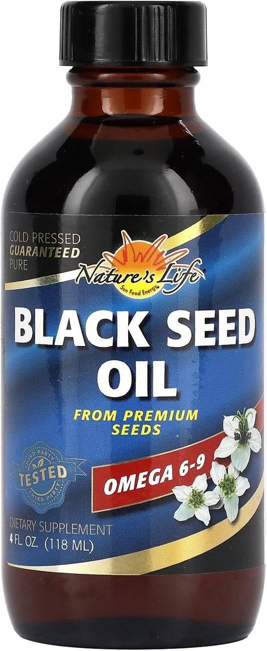 Natures Life Black Seed Oil, Cold-Pressed Black Cumin Seed Oil - Joint, Digestive Health, and Immune Support - Lab Verified, 60-Day Money-Back Guarantee - 23 Servings, 4 Fl. Oz.