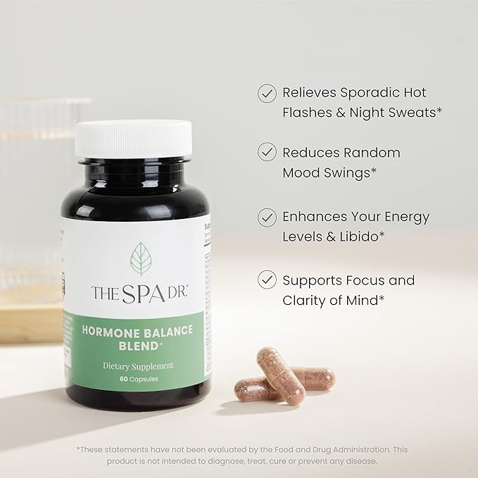 The Spa Dr. Hormone Balance for Women - Menopause Supplements for Women with Saw Palmetto, Chaste Tree Berry, Dong Quai for Night Sweats, Hot Flashes & Mood Swings - Menopause Support - 60 Capsules