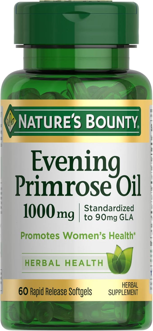 Nature's Bounty Evening Primrose Oil, Promotes Women's Health, 1000 mg Evening Primrose Oil, 60 Rapid Release Softgels