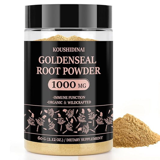 Goldenseal Root Powder Organic Supplement 1000 mg, Goldenseal Powder Supplement with Echinacea & Goldenseal for Immune & Gut Health, Pure & Natural(60 servings per bottle)