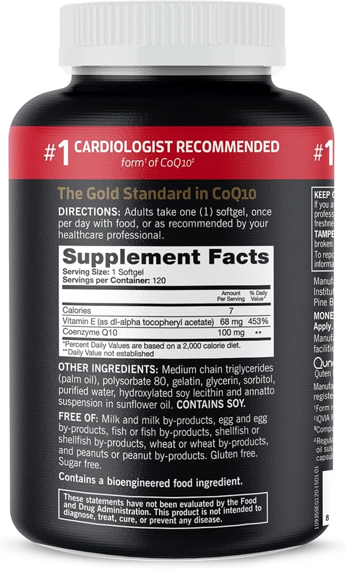 Qunol Ultra CoQ10 100mg Softgels- 3x Better Absorption, Antioxidant for Heart Health & Energy Production, Coenzyme Q10 Vitamins and Supplements, 8 Month Supply, 120 Count (Pack of 2)