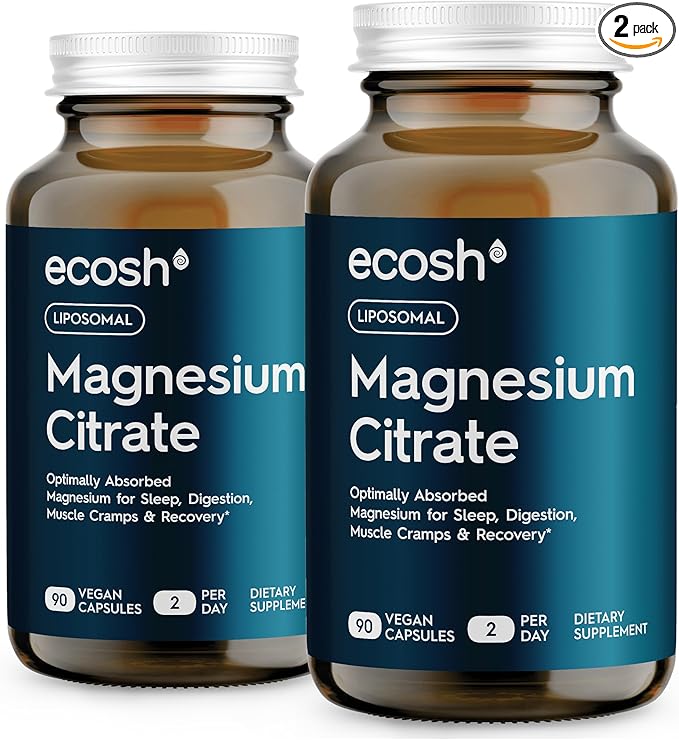 Liposomal Magnesium Citrate Capsules — High Absorption Magnesium Supplement for Constipation, Sleep, Muscle Cramps & Recovery | High Potency Mg | Easy to Swallow Veg Capsules | Non-GMO | 180 ct