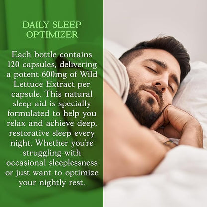 Wild Lettuce Extract – Herbal Sleep Supplement 1200mg, 4:1 Concentrated, Vegan Capsules, Soothes Discomfort, 60 Servings, 120 Count