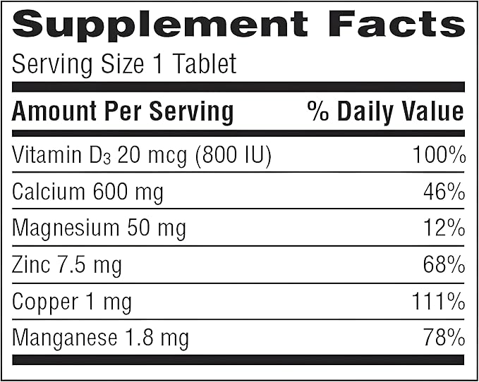 Caltrate 600+D3 Plus Minerals Calcium and Vitamin D Supplement Tablets, Bone Health and Mineral Supplement for Adults - 60 Count