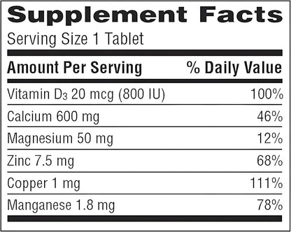 Caltrate 600+D3 Plus Minerals Calcium and Vitamin D Supplement Tablets, Bone Health and Mineral Supplement for Adults - 60 Count