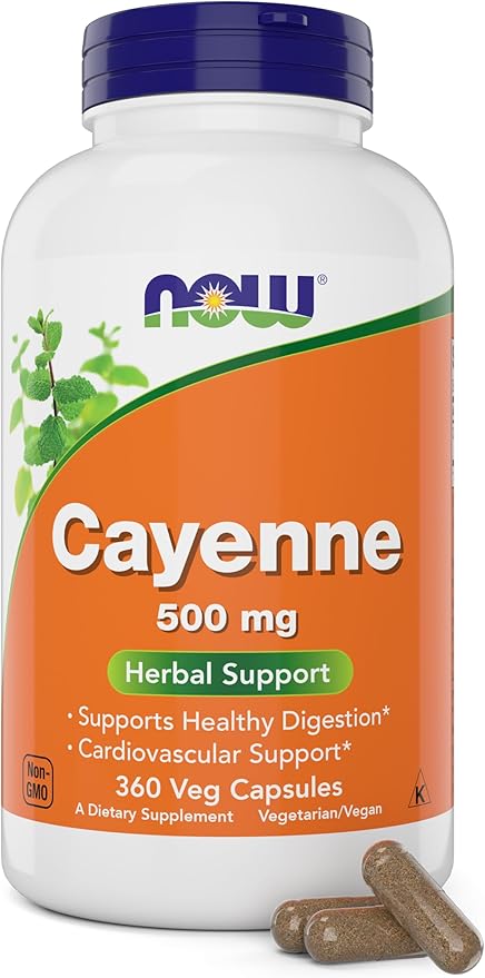 Now Cayenne (Capsicum annuum) 500 mg, 360 Veg Capsules