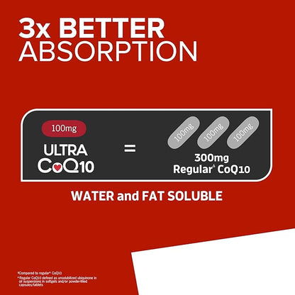 Qunol Ultra CoQ10 100mg Softgels- 3x Better Absorption, Antioxidant for Heart Health & Energy Production, Coenzyme Q10 Vitamins and Supplements, 8 Month Supply, 120 Count (Pack of 2)