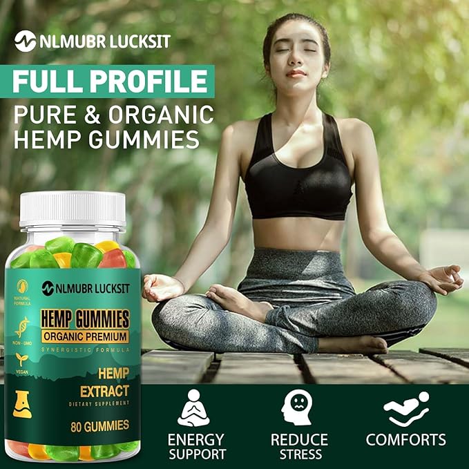 Hemp Gummies 1 Pack for Sleep Stress Anxiety Balance,Relaxes Body & Mind,Natural Edible Gummies with Omega 3-6-9 and Vitamin C,High Potency Organic Hemp Extract-80 Count
