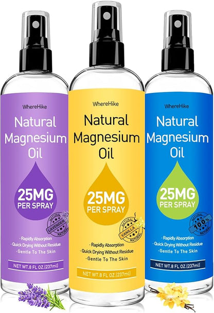 Magnesium Spray, Pure Magnesium Oil Spray for Feet,Ideal Gift for Muscle Relaxation&Better Sleep,Rapid Absorption,Quick Drying Without Residue-Vanilla