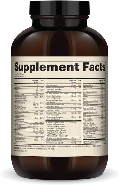 Dr. Mercola Whole-Food Complex with Added Multivitamin Plus Vital Minerals, 30 Servings (240 Tablets), Dietary Supplement, Supports Overall Health