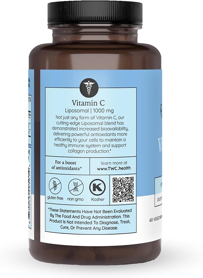 The Wellness Company Liposomal Vitamin C | 60 Capsules (1 Month Supply) | Enhanced Absorption Formula | Non-GMO, Gluten-Free | Supports Immune Health and Antioxidant Protection