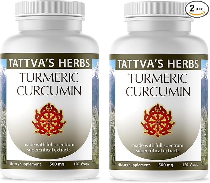 Tattva's Herbs Turmeric Curcumin with Black Pepper Supplement, Turmeric Capsules, Antioxidant Support, 2 Pack, 240 Count from