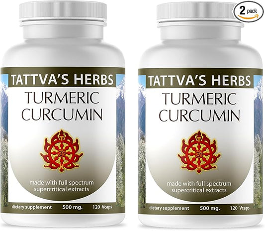 Tattva's Herbs Turmeric Curcumin with Black Pepper Supplement, Turmeric Capsules, Antioxidant Support, 2 Pack, 240 Count from