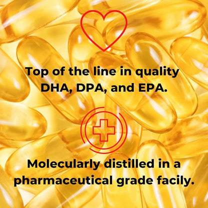 EZ Omega-3 Atlantic Menhaden Fish Oil Supplement 2000 mg, Burpless, Made in The USA, Perfect Balance of EPA+ DHA + DPA 180 Softgels