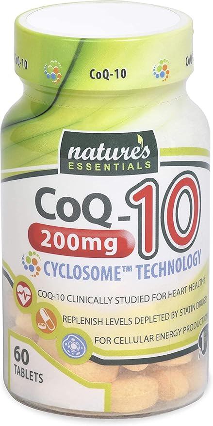 NATURE'S ESSENTIALS CoQ-10 200mg | Heart Health Support & Cellular Energy | Advanced Cyclosome Liposomal Delivery | Non-GMO, Gluten Free, Vegetarian | 60 Tablets