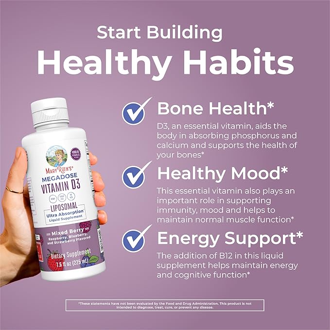 Megadose Vitamin D3 Liposomal by MaryRuth's| Vitamin D 4000 IU | Ultra Absorption | Immune Support for Adults | Bone Health | VIT D3 | Vegan | Sugar Free | Gluten Free | Non-GMO | 45 Servings