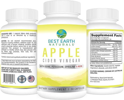 Best Earth Naturals Apple Cider Vinegar Complex with Iodine, Potassium, Spirulina and More 30 Count