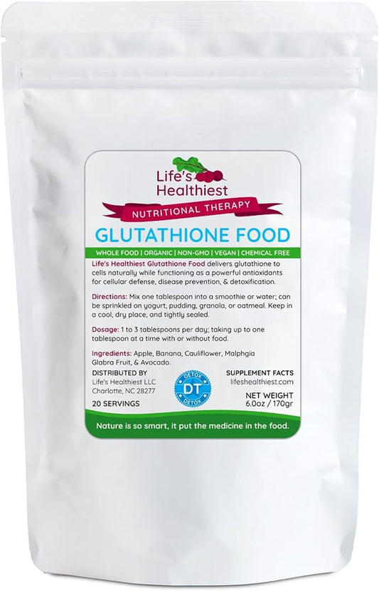 Life's Healthiest Glutathione Whole Food Therapy Powder Blend - 100% bioavailable nutrients from Whole Food. Organic, Plant-Based, Non-GMO, Clean and raw. 60 Servings.