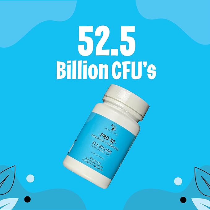 Pro-52 Probiotics + Prebiotics Supplement, 52.5 Billion CFU, 30 Vegetarian Capsules.