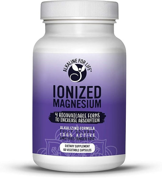 Ionized Magnesium - 60 Capsules Magnesium Glycinate, Magnesium Citrate, Magnesium Ascorbate - Triple Magnesium Complex, Magnesium Supplement in 3 Alkalizing Forms