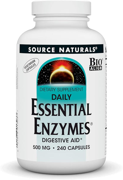Source Naturals Essential Enzymes in Vegetarian Capsules, Digestive Aid* 500 Mg - 240 Capsules