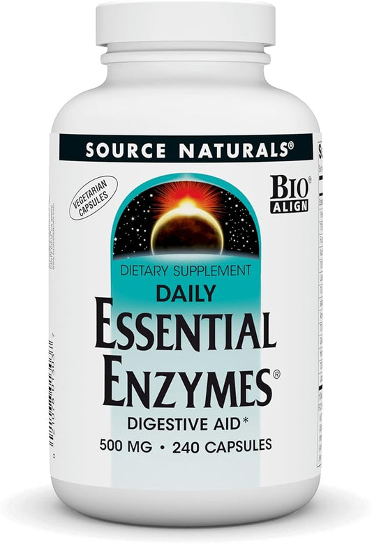 Source Naturals Essential Enzymes in Vegetarian Capsules, Digestive Aid* 500 Mg - 240 Capsules