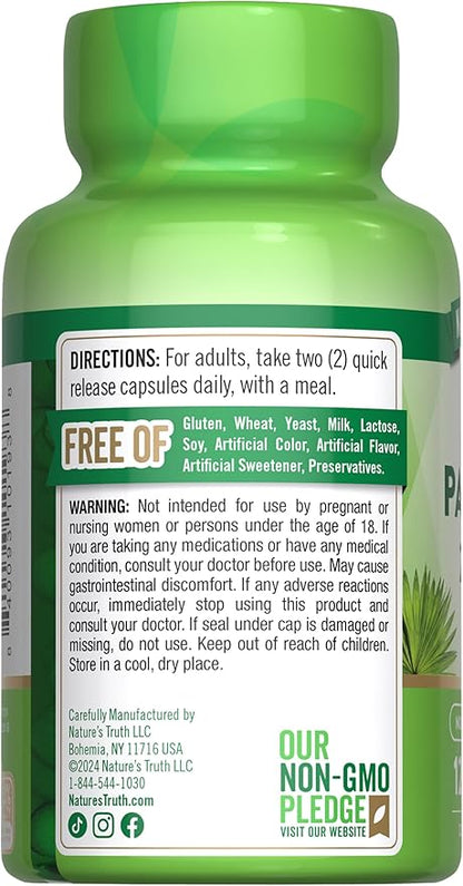 Nature's Truth Saw Palmetto Extract | 2400mg | 120 Capsules | Non-GMO & Gluten Free Supplement