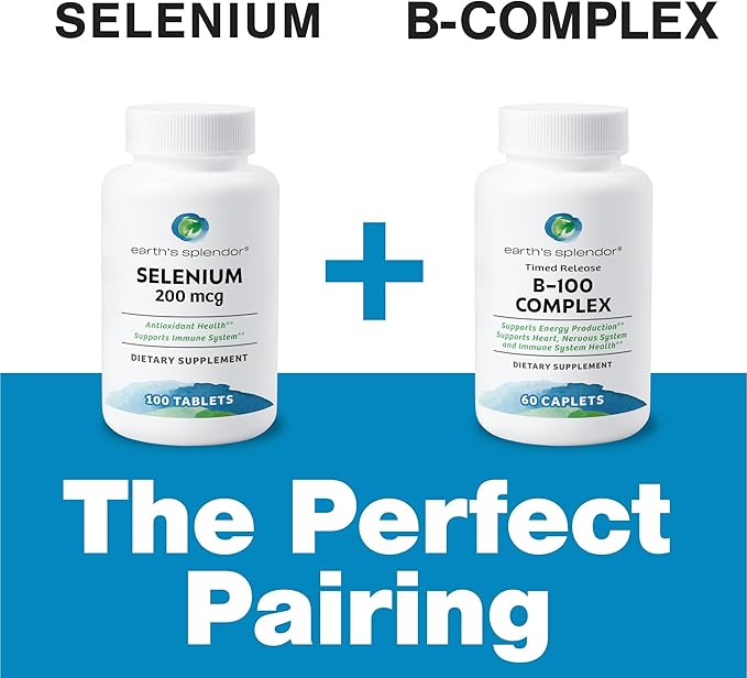 Earth's Splendor Selenium 200 mcg Dietary Supplement for Men & Women, Support Antioxidant Health and Immune System (100 Tablets, 3+ Month Supply)