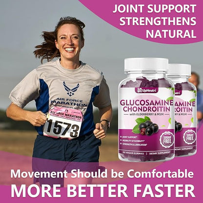 GGlucosamine Chondroitin Gummies Sugar Free, Extra Strength 1500mg Glucosamine with Chondroitin MSM & Turmeric, Joint Support Supplement for Men & Women Joint Health (120 Count (Pack of 2))