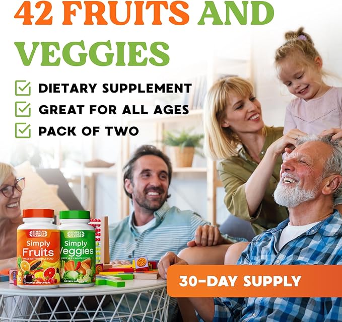 Simply Nature's Pledge - Packed with 42 Different Fruits & Vegetables - 3 Month Supply- Made with Whole Food Superfoods - with Aloe Vera – 100% Soy Free - 540 Capsules
