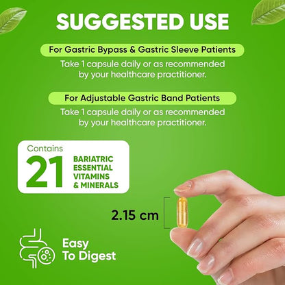 BariSlim Once Daily Bariatric Multivitamin Capsule - Iron-Free Formula - Bariatric Vitamin and Supplement for Post Surgery, Including Gastric Bypass and Gastric Sleeve | 90-Day Supply