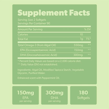 Vegan Omega 3 180 Softgels & Vegan Vitamin D3 + K2 Supplement Bundle - Plant-Based DHA & EPA Fatty Acids, 4000 IU Vitamin D3 and 100mcg Vitamin K2 as Mk7 - Tapioca Softgels