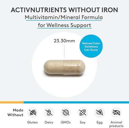 XYMOGEN ActivNutrients Without Iron - Multivitamin Multimineral for Wellness, Immune, Energy and Mood Support - Chelated Minerals + Active B Vitamins with Folate (120 Capsules)