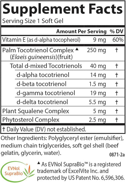 Carlson - Tocomin SupraBio, Bio-enhanced Tocotrienol Complex, Supports Healthy Brain & Cardiovascular System, 60 soft gels