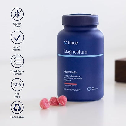Trace Minerals Magnesium 84mg - Chewable Magnesium Supplement for Bone & Heart Health Support - Immune System Support - Aids Relaxation & Healthy Sleep - Watermelon, 120 Gummies (120 Servings)