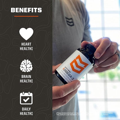 MTN OPS Omega 3 Fish Oil Supplement, 1000mg Fatty Acid Softgels for Healthy Heart, Joint & Bone Health, 30 Servings