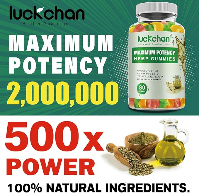 Hemp Gummies for Sleep, Pain, Aanxiety and Stress - High Potency 100% Natural Hemp Oil Infused Gummies - Hemp Gummy Supplement for Adults (2 Packs)