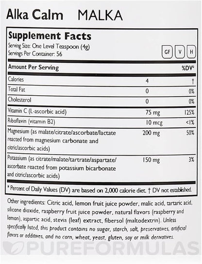 Professional Formulas Alka Calm - Magnesium and Potassium Supplement, Drink Mix Powder - Gluten Free, Vegetarian, & Hypoallergenic, Raspberry Lemon