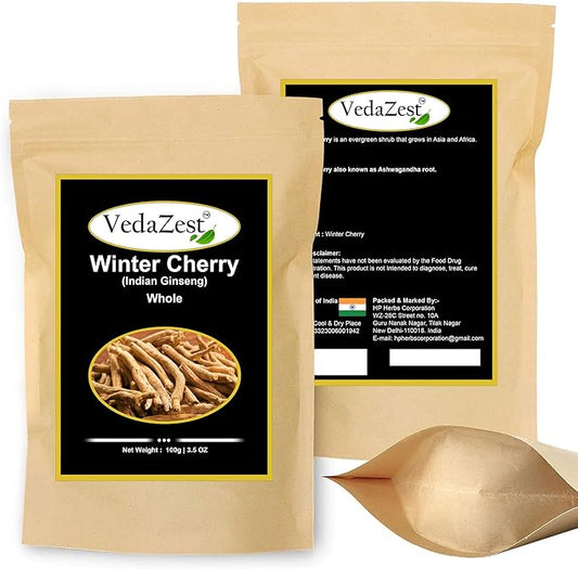Winter Cherry Root Whole Raw 100g/ 3.5 Oz | Whole Ashwagandha Root Dried Sticks Withania somnifera (Indian Ginseng)