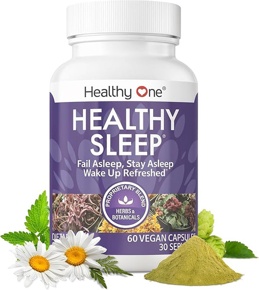 Healthy Sleep - 10 REM Inducing Ingredients - Supports All Stages of Deep Rest - Can't Sleep - Anxious - Restless - Melatonin - Valerian - Chamomile - Theanine - GABA - Hops - Lemon Balm - 120 Count