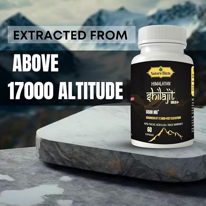 Pure Organic Himalayan Shilajit Capsules for Men & Women (60 Capsules Pack of 1)