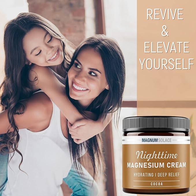 Magnesium Cream – Nighttime Magnesium Lotion – Apply to Legs, Buttocks, Arms or Chest – Topical Magnesium Chloride – USA Made and Safe for Kids (Cocoa)