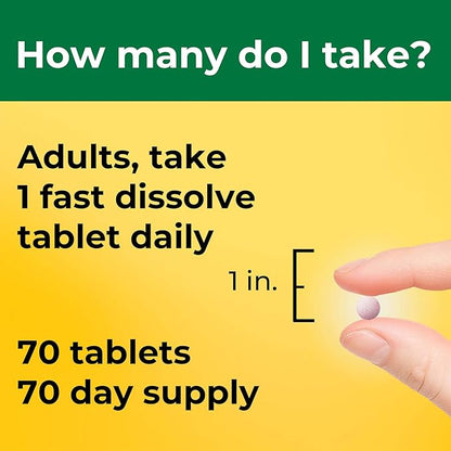 Nature Made Extra Strength Vitamin D3 5000 IU (125 mcg), Vitamin D Supplement for Bone, Teeth, Muscle, Immune Health Support, 70 Sugar Free Fast Dissolve Tablets, 70 Day Supply