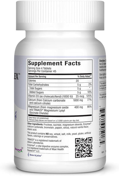 Maxi Health Chewable Calcium Complex - Support Healthy Bones - Vanilla Flavor - 180 Chewies - Kosher