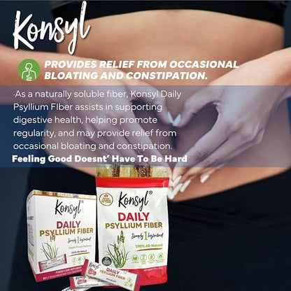 Konsyl Daily Psyllium Fiber Powder | 100% All-Natural Psyllium Husk for Gut & Digestive Health | No Sugar, No Fillers – 540g/19oz